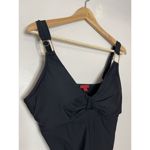 SPANX Womens 12 Black One Piece Swimsuit Dress Beach Underwire Belted Slimming - Picture 4 of 8
